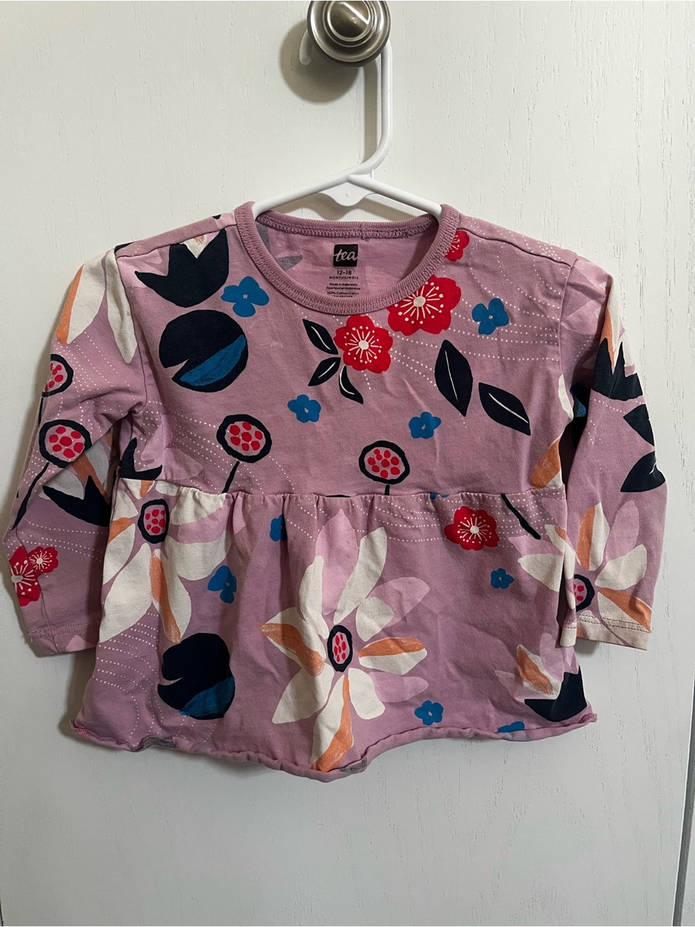 Tea Collection Lilac Floral Peplum Long-Sleeve Top